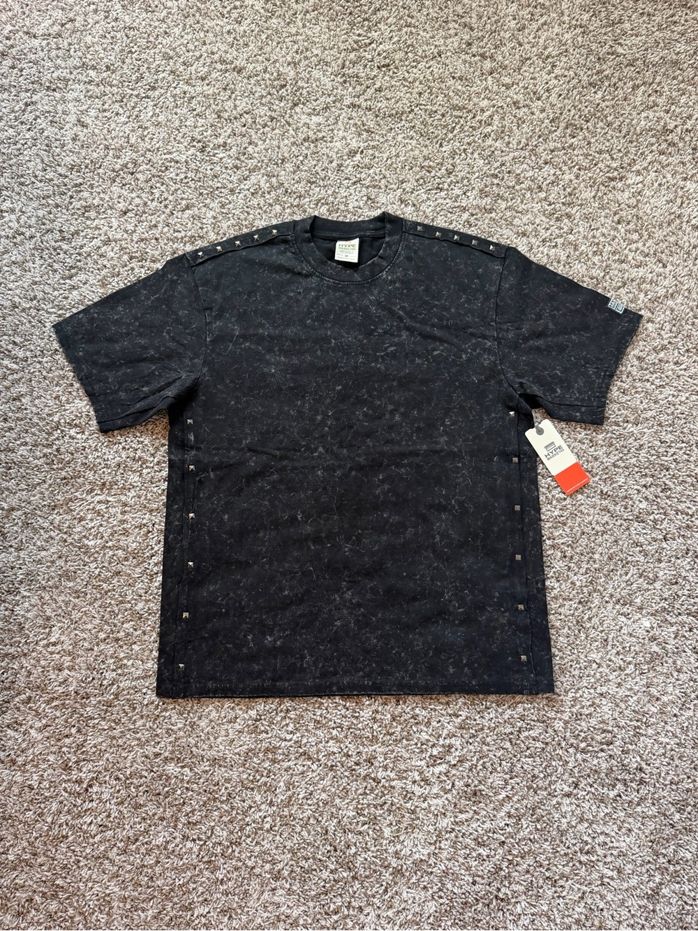 Hype Market 45 Acid Wash Studded T-Shirt Black
